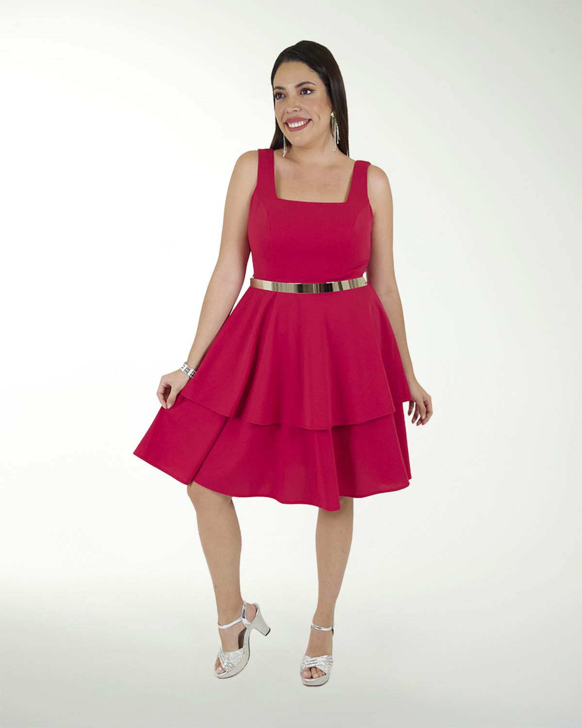 VESTIDO TV CREPE LISO DOBLE OLAN CON ADORNO VESTIDO TV CREPE LISO DOBLE OLAN CON ADORNO