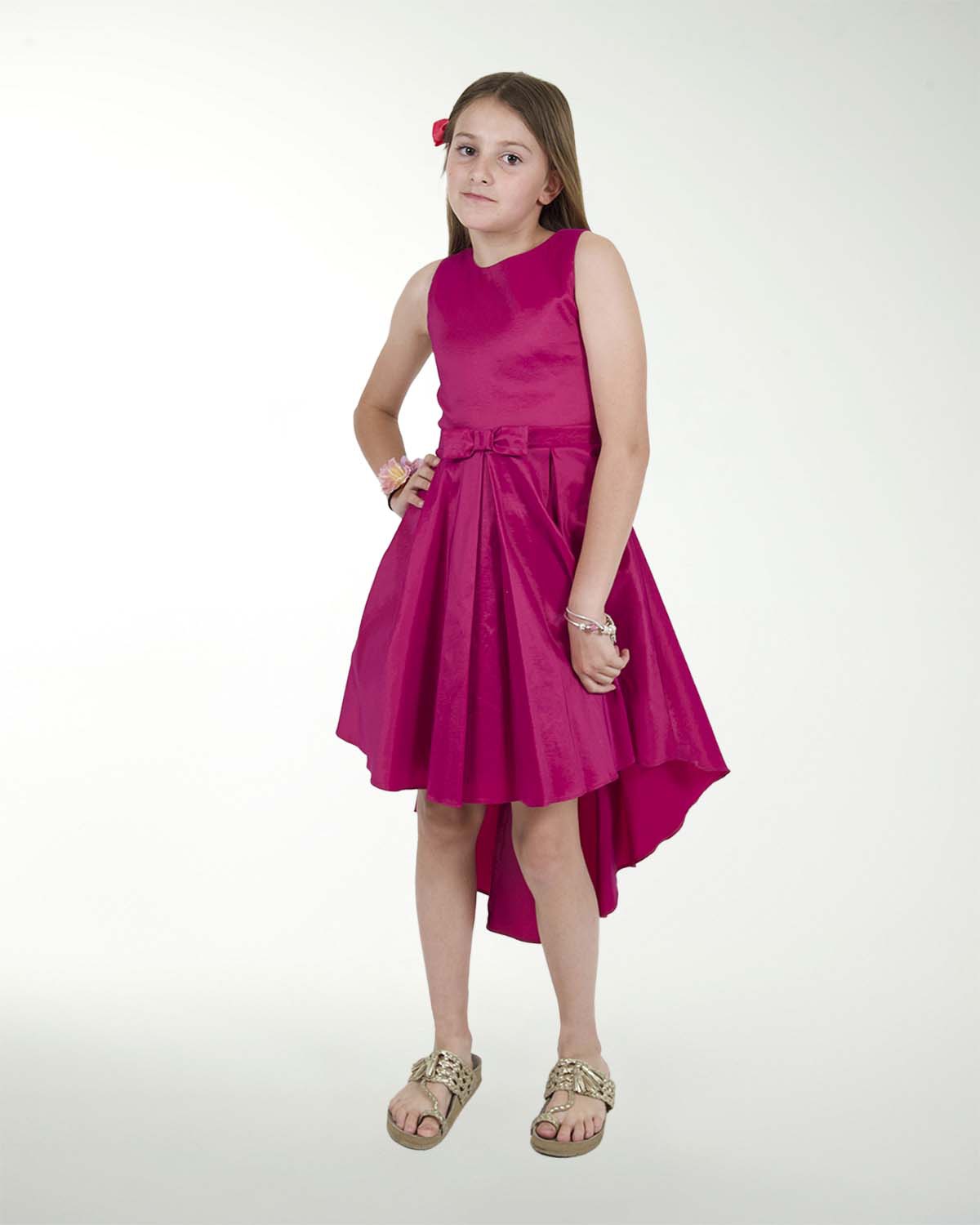 VESTIDO NI 12-014-16 TAFETA LISO CON TABLONES CORTE IRREGULA VESTIDO NI 12-014-16 TAFETA LISO CON TABLONES CORTE IRREGULA