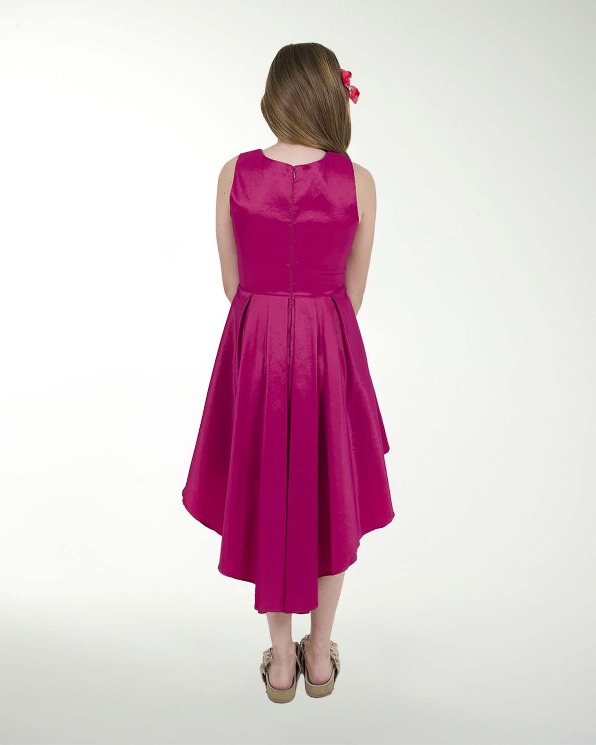 VESTIDO NI 12-014-16 TAFETA LISO CON TABLONES CORTE IRREGULA VESTIDO NI 12-014-16 TAFETA LISO CON TABLONES CORTE IRREGULA
