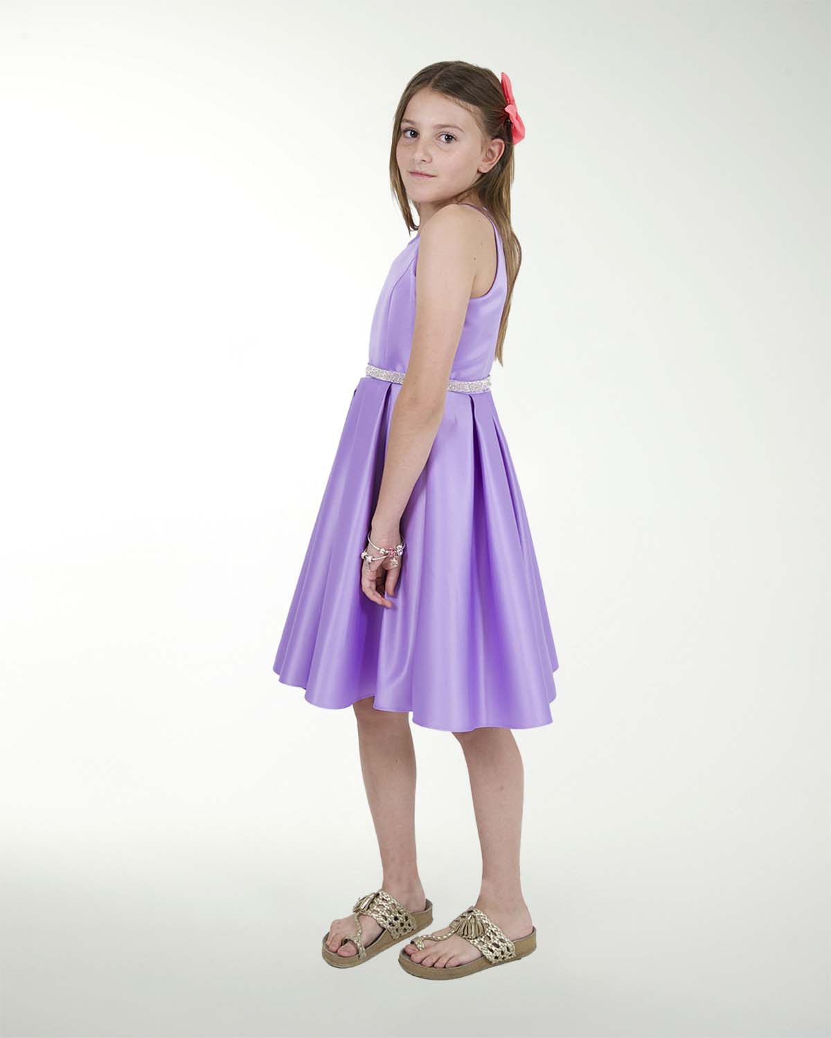VESTIDO NI 12-14-16 RASO LISO CON TABLONES Y ADORNO VESTIDO NI 12-14-16 RASO LISO CON TABLONES Y ADORNO