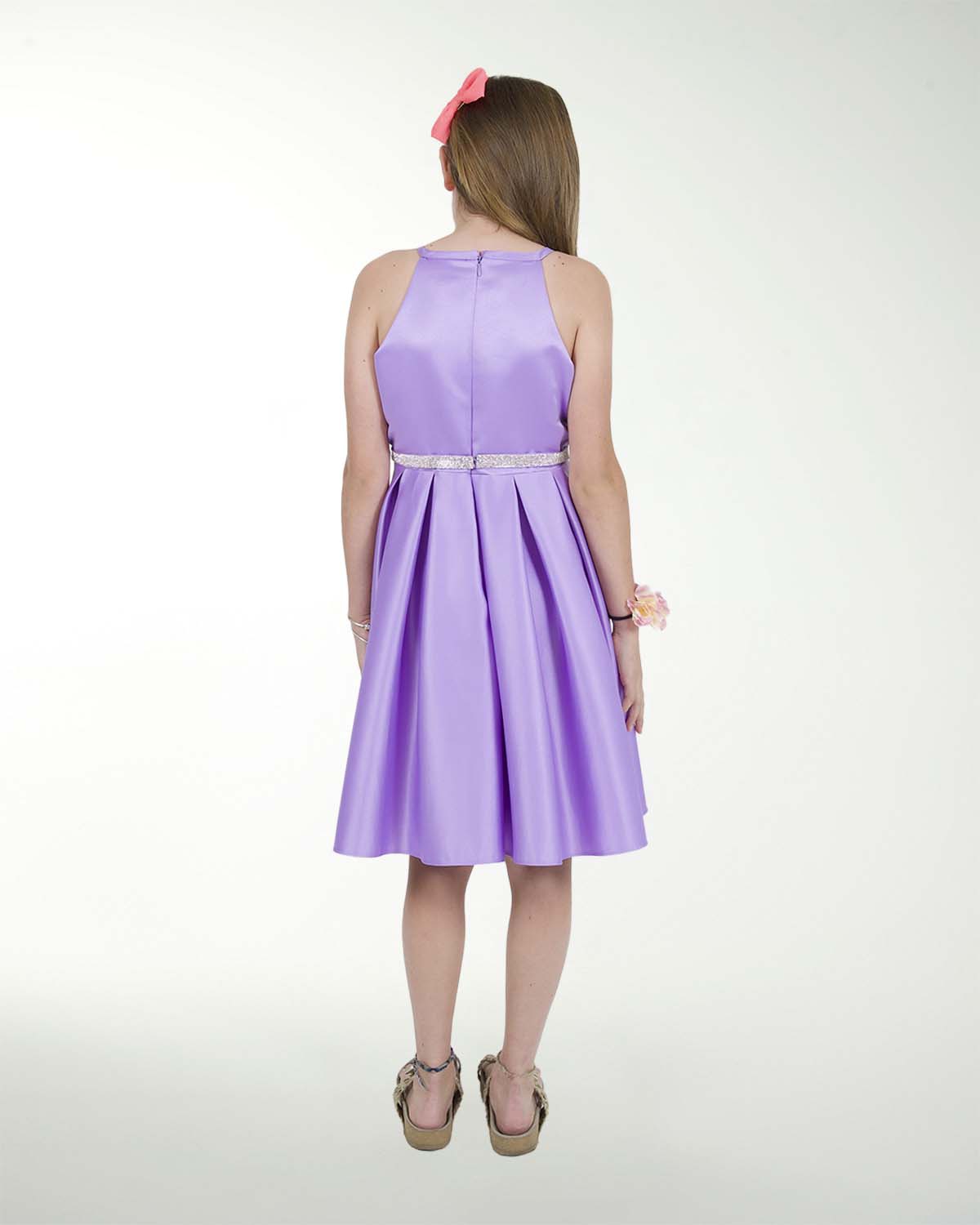 VESTIDO NI 12-14-16 RASO LISO CON TABLONES Y ADORNO VESTIDO NI 12-14-16 RASO LISO CON TABLONES Y ADORNO