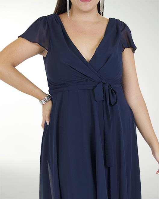 VESTIDO TV CHIFON LISO CON OLAN Y AMARRE VESTIDO TV CHIFON LISO CON OLAN Y AMARRE