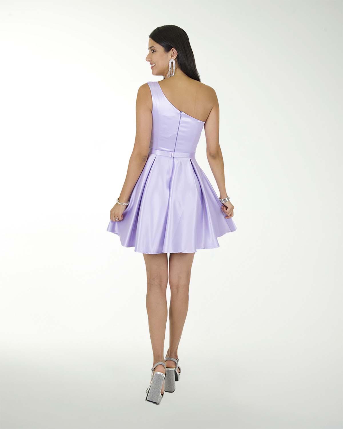 VESTIDO CC SATIN STRECH DE UN HOMBRO CON MONO VESTIDO CC SATIN STRECH DE UN HOMBRO CON MONO