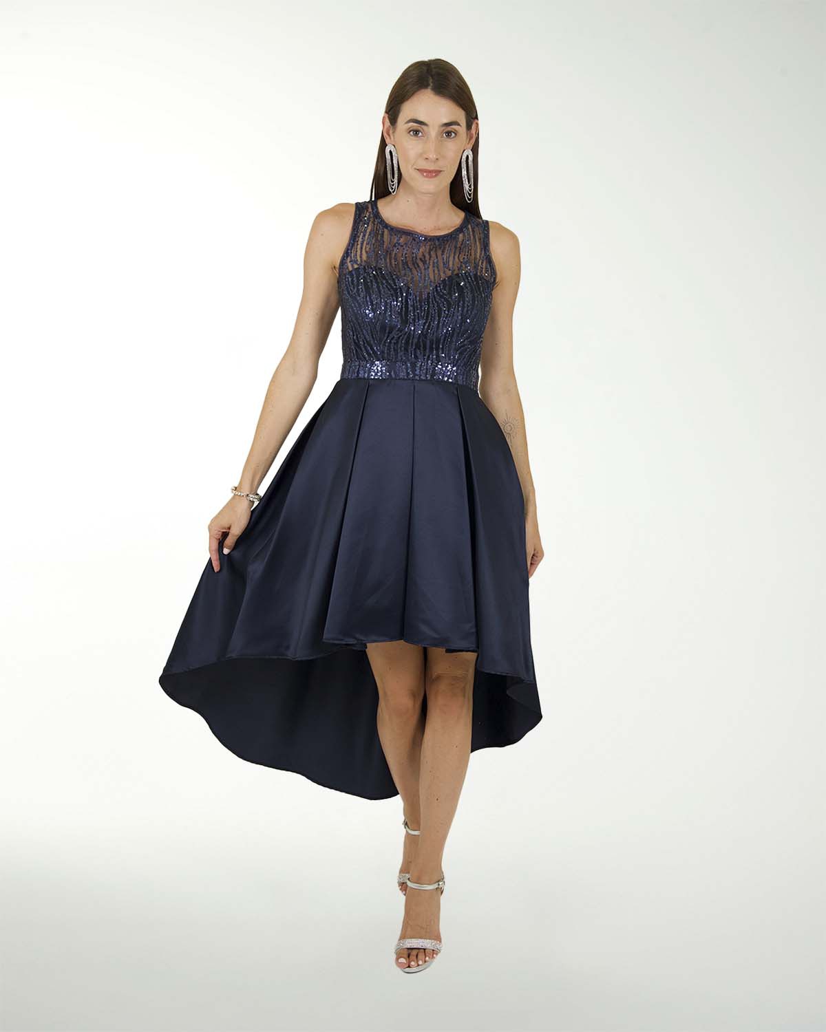 VESTIDO CC RASO COMBINADO CON FANTASIA EN TOP VESTIDO CC RASO COMBINADO CON FANTASIA EN TOP