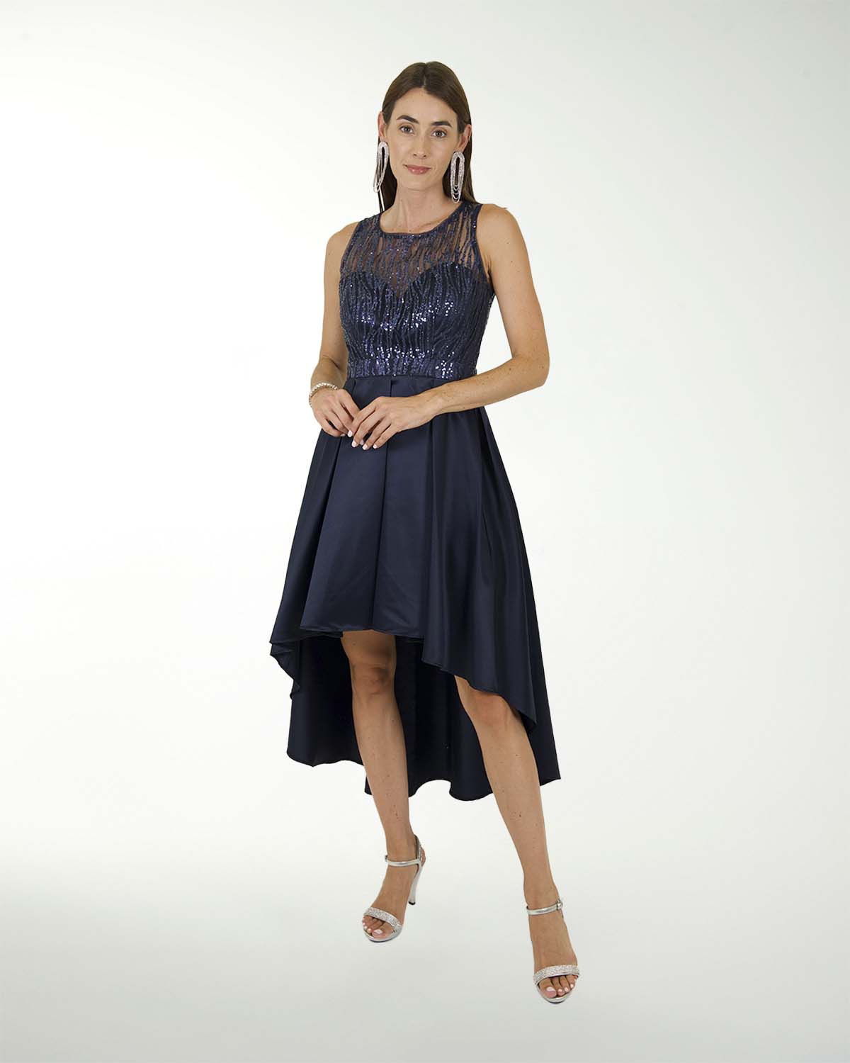 VESTIDO CC RASO COMBINADO CON FANTASIA EN TOP VESTIDO CC RASO COMBINADO CON FANTASIA EN TOP