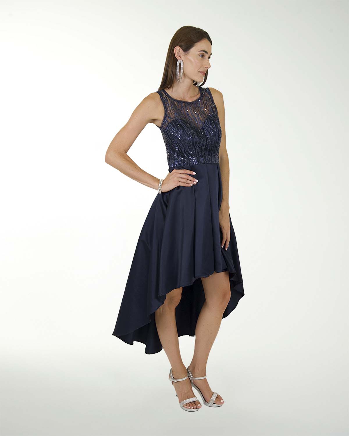 VESTIDO CC RASO COMBINADO CON FANTASIA EN TOP VESTIDO CC RASO COMBINADO CON FANTASIA EN TOP