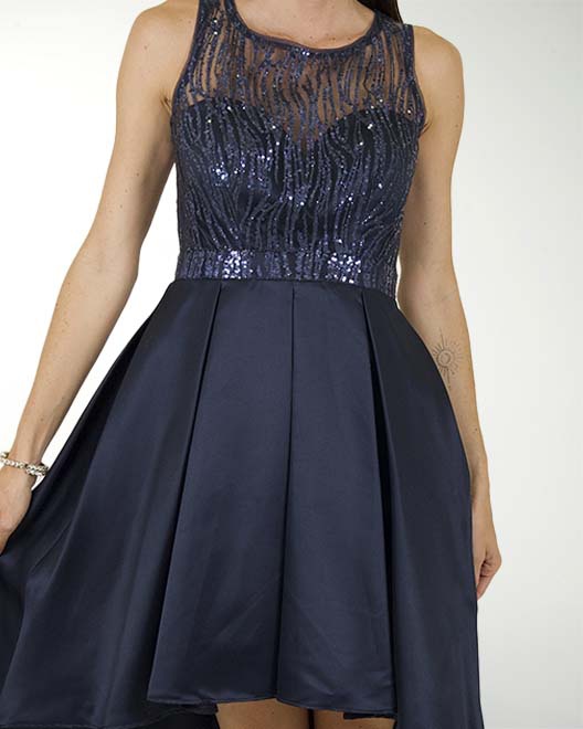 VESTIDO CC RASO COMBINADO CON FANTASIA EN TOP VESTIDO CC RASO COMBINADO CON FANTASIA EN TOP