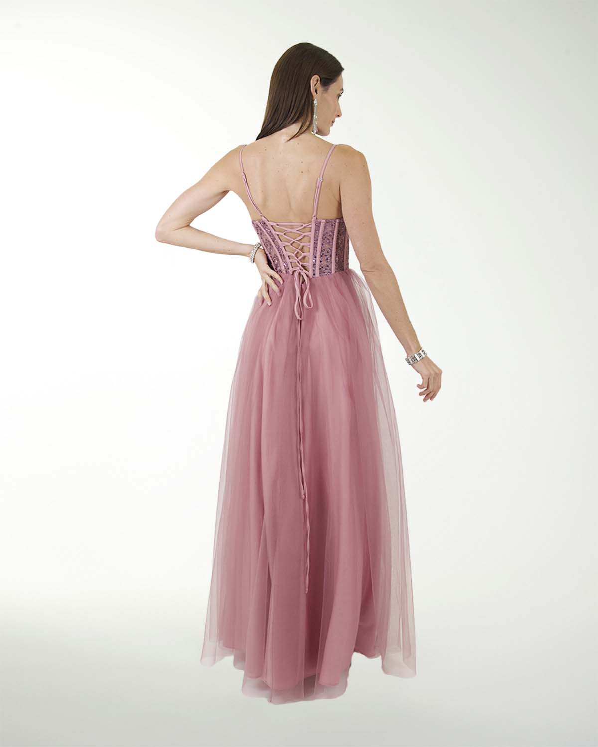 VESTIDO CL TUL CON TOP DE TELA BORDADA VESTIDO CL TUL CON TOP DE TELA BORDADA