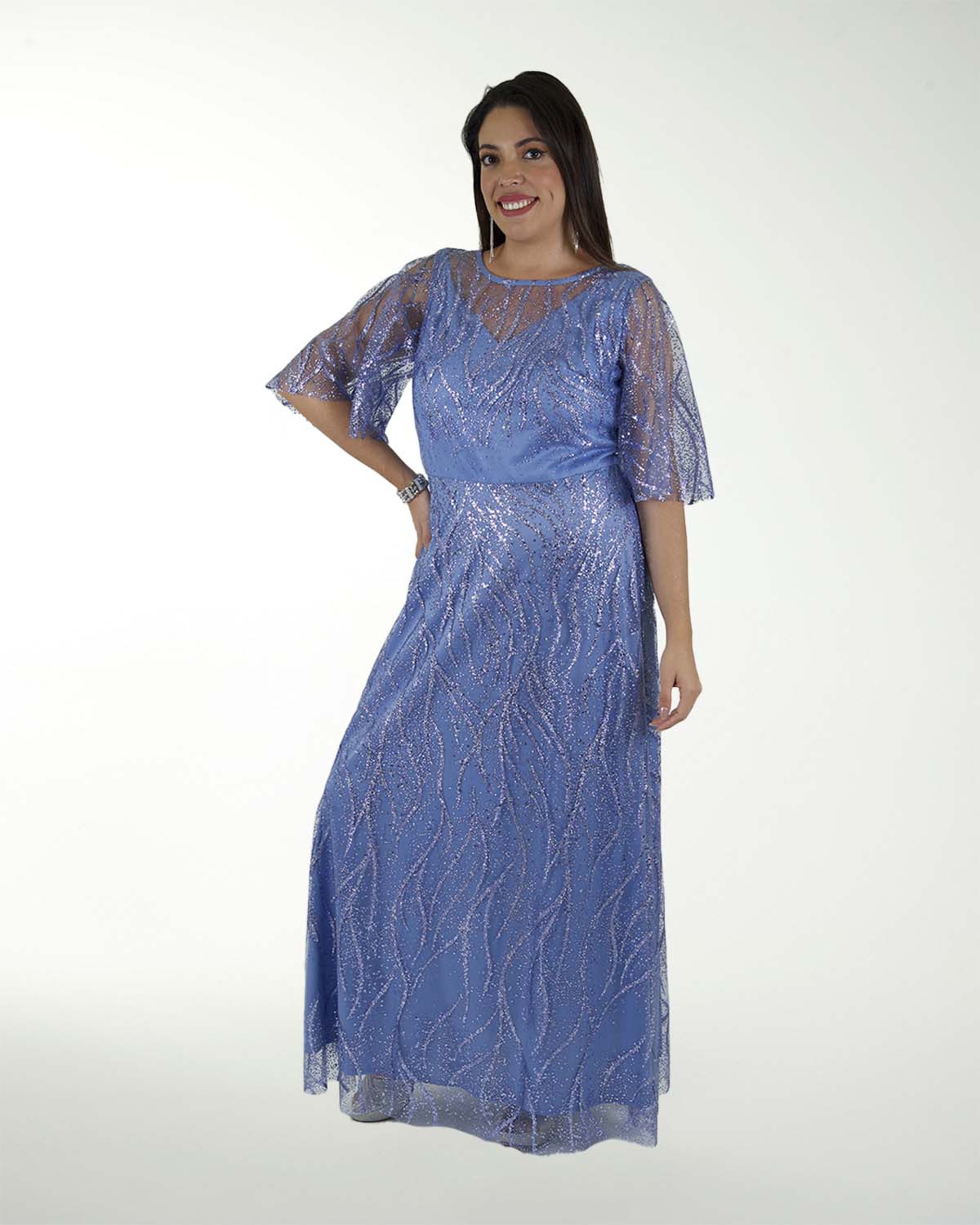 TMDA VESTIDO TE MANGA CORTA Y TELA EN GLITTER TMDA VESTIDO TE MANGA CORTA Y TELA EN GLITTER