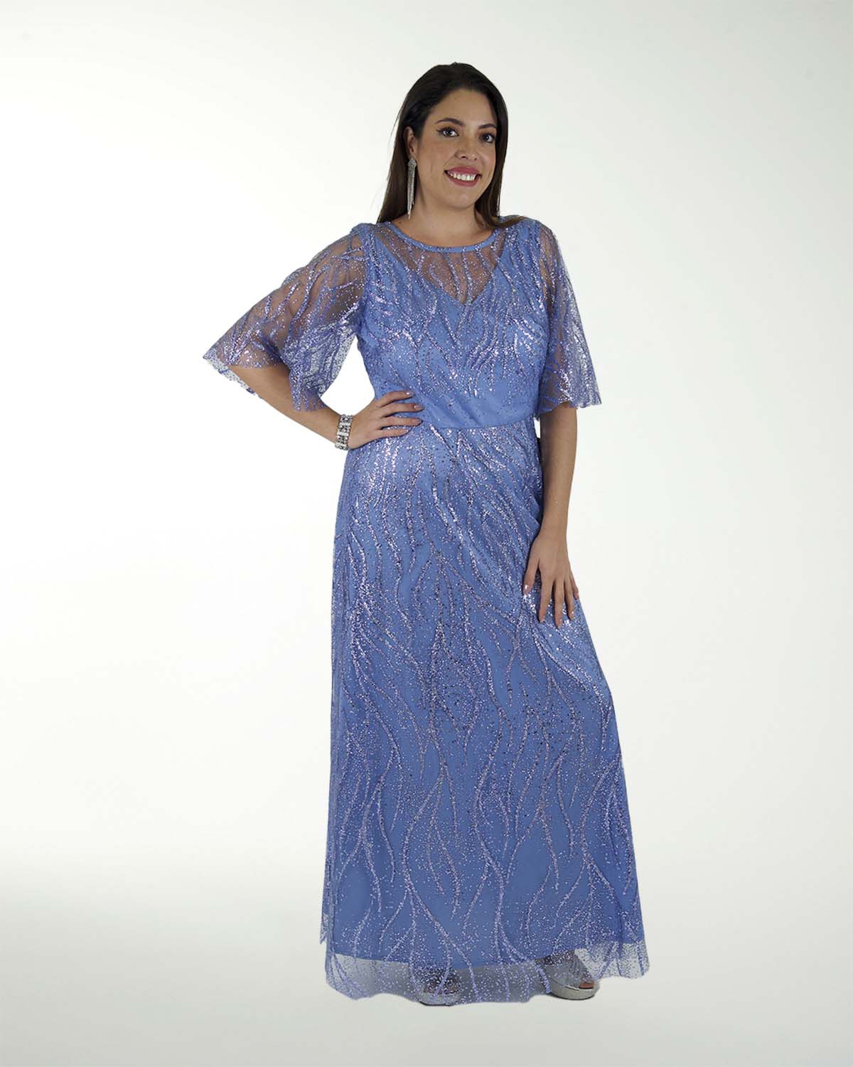 TMDA VESTIDO TE MANGA CORTA Y TELA EN GLITTER TMDA VESTIDO TE MANGA CORTA Y TELA EN GLITTER