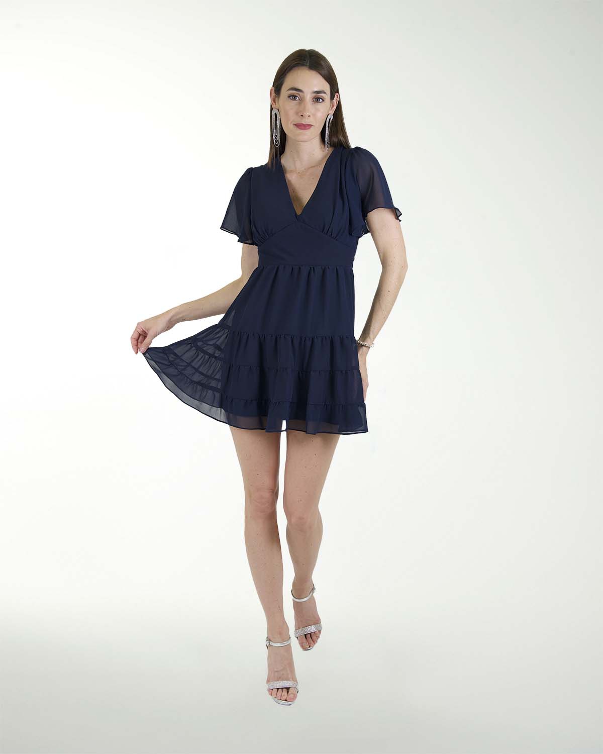 VESTIDO CA CHIFON LISO ESCOTE EN V VESTIDO CA CHIFON LISO ESCOTE EN V
