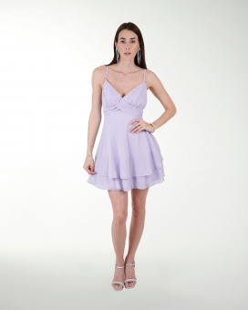 VESTIDO CA CHIFON ESTAMPADO DOBLE FALDON