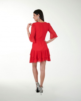 VESTIDO CA CHIFON LISO CON OLAN