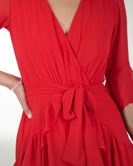 VESTIDO CA CHIFON LISO CON OLAN