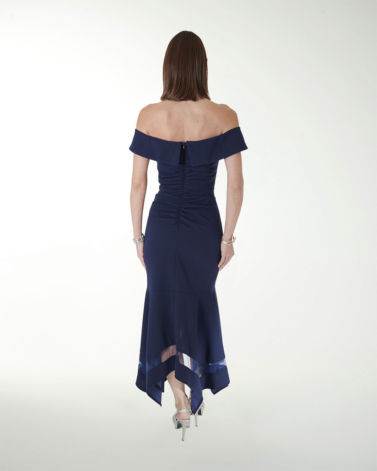 VESTIDO CL CREPE DRAPEADO CON TRANSPARENCIA VESTIDO CL CREPE DRAPEADO CON TRANSPARENCIA