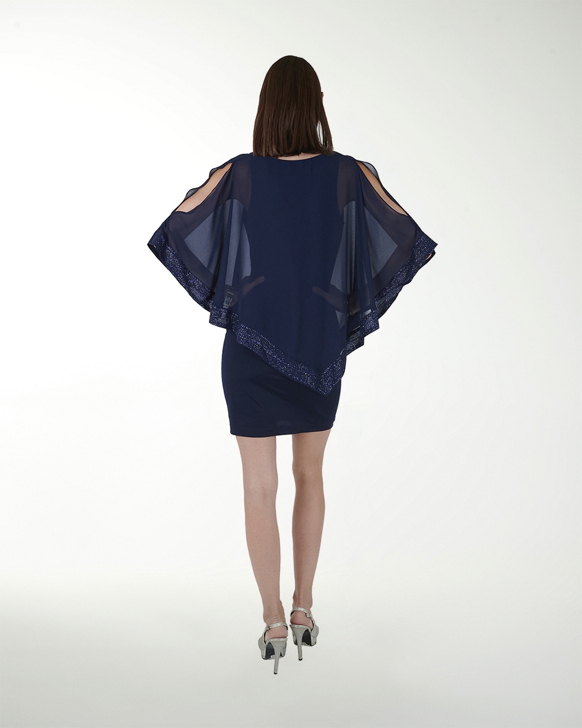 VESTIDO CC LICRA CON CAPA Y BRILLO VESTIDO CC LICRA CON CAPA Y BRILLO