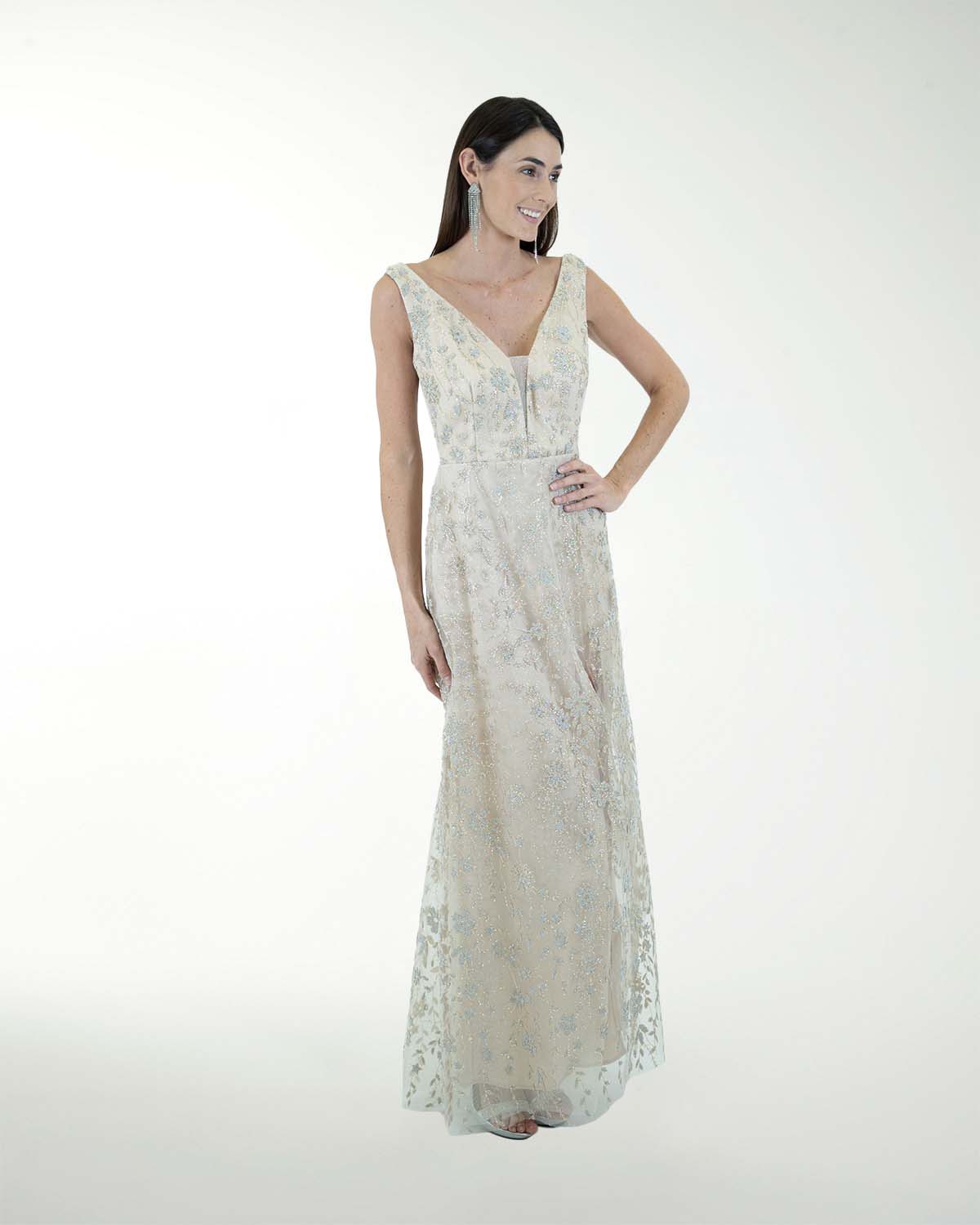 VESTIDO CL ENTALLADO ESCOTE EN V VESTIDO CL ENTALLADO ESCOTE EN V