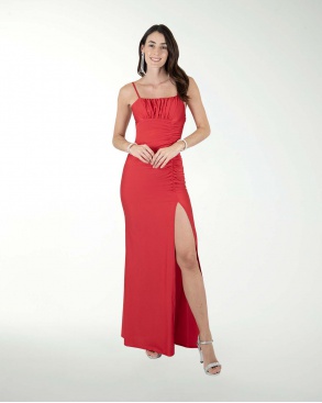 VESTIDO CL COLOMBIANA DRAPEADO CON ABERTURA