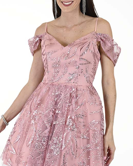 VESTIDO CC FANTASIA DE HOMBRO DESCUBIERTO VESTIDO CC FANTASIA DE HOMBRO DESCUBIERTO
