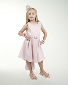 VESTIDO NI 06-08-10 TAFETA LISO CON TABLONES CORTE IRREGULAR