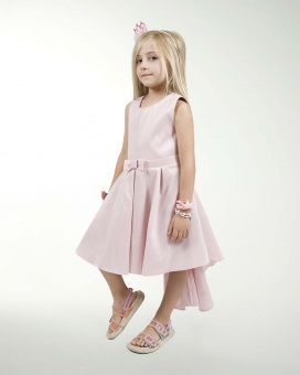 VESTIDO NI 06-08-10 TAFETA LISO CON TABLONES CORTE IRREGULAR