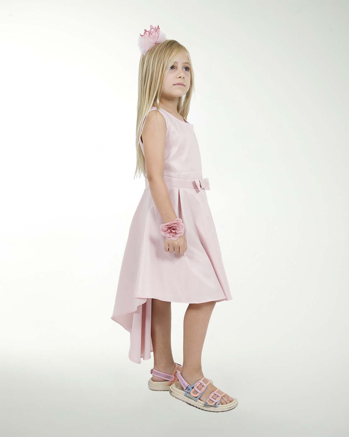 VESTIDO NI 06-08-10 TAFETA LISO CON TABLONES CORTE IRREGULAR VESTIDO NI 06-08-10 TAFETA LISO CON TABLONES CORTE IRREGULAR