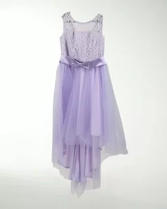 VESTIDO NI 12 14 16 ENCAJE LARGO IRREGULAR
