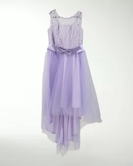 VESTIDO NI 12 14 16 ENCAJE LARGO IRREGULAR