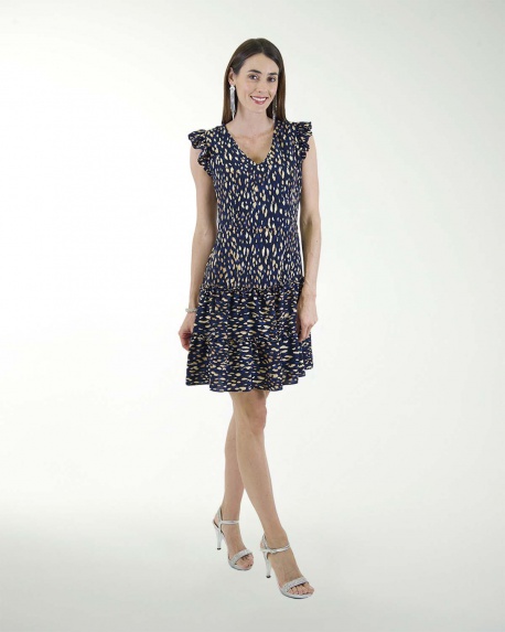 VESTIDO CA CEY ESTAMPADO CON CORTES
