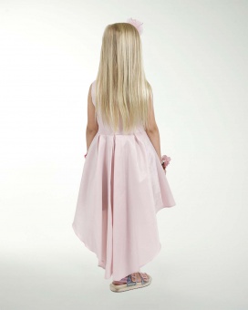 VESTIDO NI 06-08-10 TAFETA LISO CON TABLONES CORTE IRREGULAR