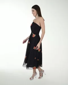 VESTIDO CC BORDADO STRAPLESS LARGO MIDI