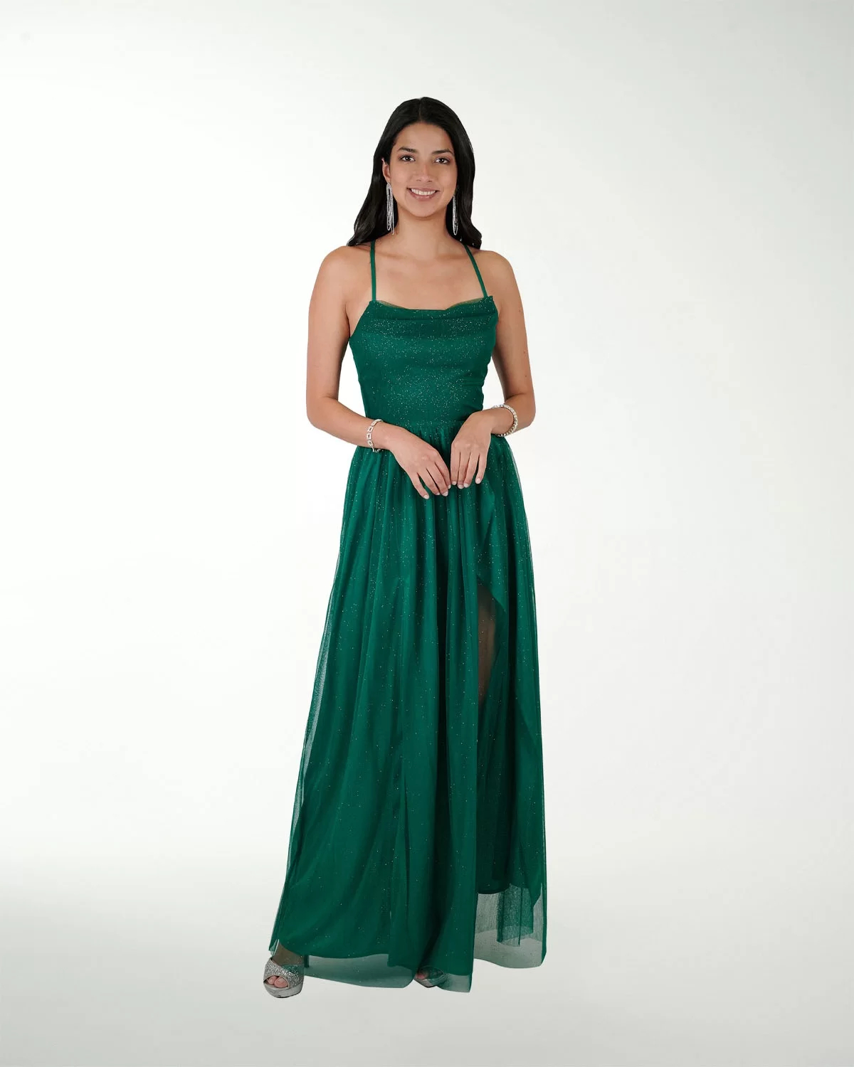 VESTIDO CL IMPERIAL GLITTERÂ CON DRAPEADO EN ESCOTE VESTIDO CL IMPERIAL GLITTERÂ CON DRAPEADO EN ESCOTE