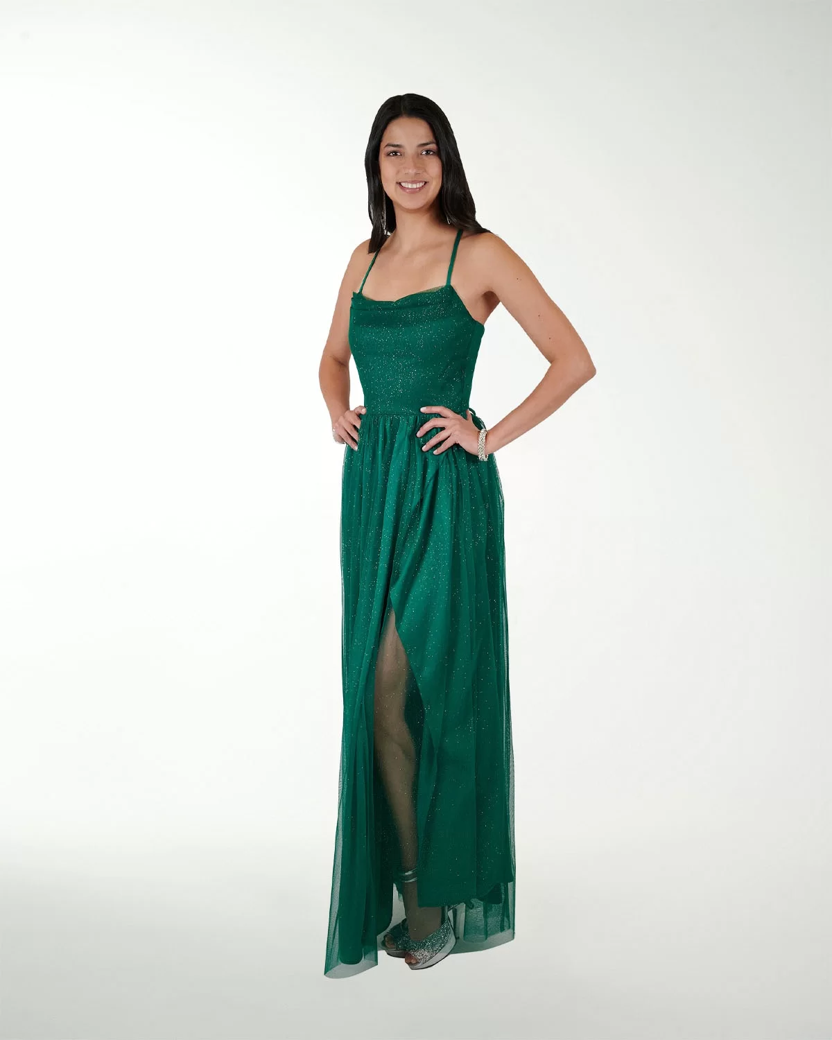 VESTIDO CL IMPERIAL GLITTERÂ CON DRAPEADO EN ESCOTE VESTIDO CL IMPERIAL GLITTERÂ CON DRAPEADO EN ESCOTE