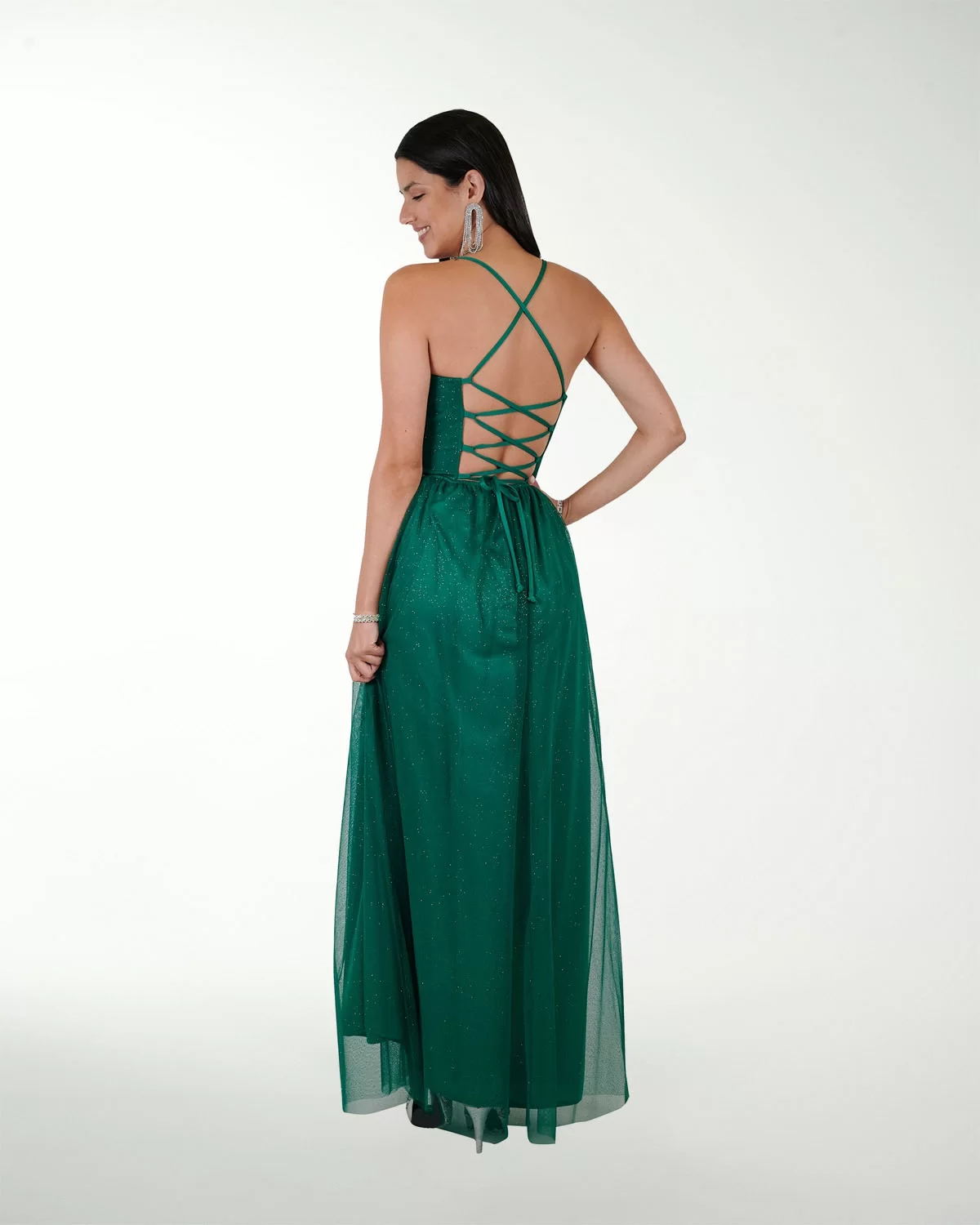 VESTIDO CL IMPERIAL GLITTERÂ CON DRAPEADO EN ESCOTE VESTIDO CL IMPERIAL GLITTERÂ CON DRAPEADO EN ESCOTE