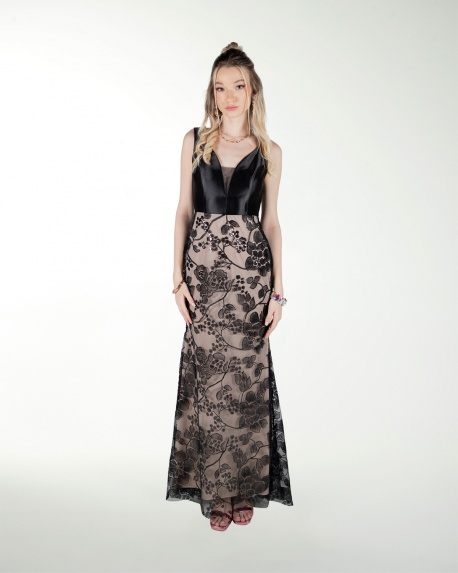 VESTIDO CL COMBINADO CON LENTEJUELA