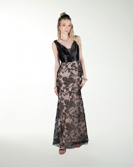VESTIDO CL COMBINADO CON LENTEJUELA