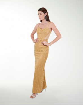 DA VESTIDO CL BRILLOS TIPO CORSET CON ABERTURA