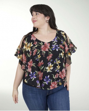 BLUSA TV CHIFON ESCOTE REDONDO