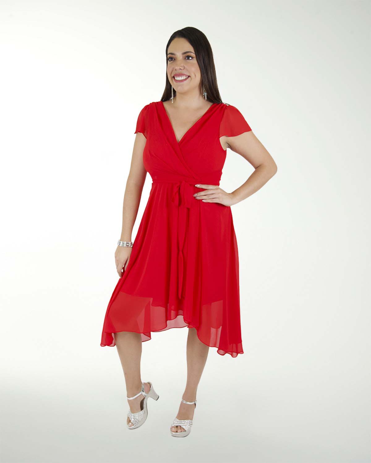 VESTIDO TV CHIFON LISO CON OLAN Y AMARRE VESTIDO TV CHIFON LISO CON OLAN Y AMARRE