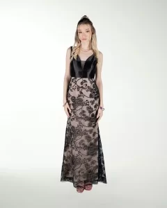 VESTIDO CL COMBINADO CON LENTEJUELA