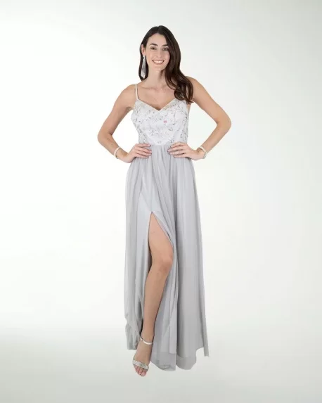VESTIDO CL COMBINADO CON BRILLO