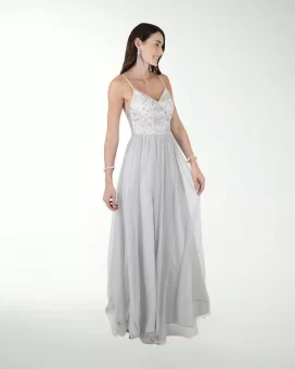 VESTIDO CL COMBINADO CON BRILLO