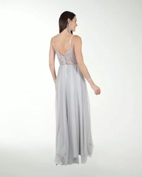 VESTIDO CL COMBINADO CON BRILLO