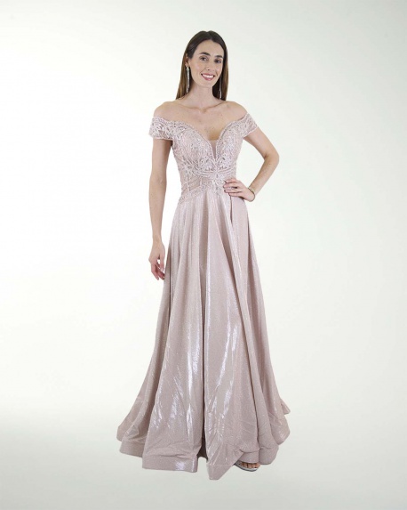 VESTIDO SY GRAN GALA ESTILO PRINCESA CON DESTELLOS DE BRILLO