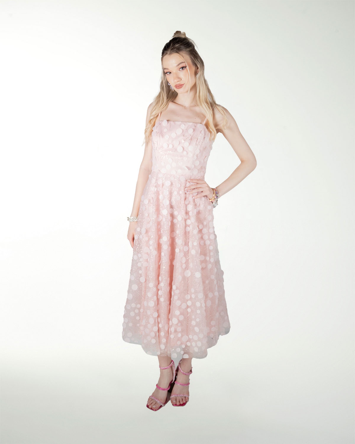 VESTIDO CC LARGO MIDI EN TELA 3D VESTIDO CC LARGO MIDI EN TELA 3D