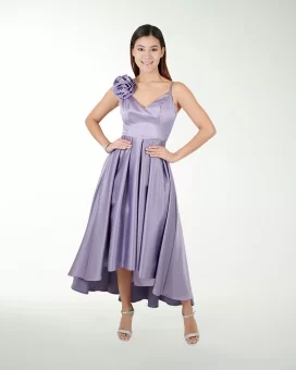 VESTIDO CL RASO CON FLOR EN EL TIRANTE