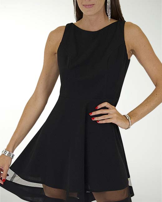 VESTIDO CA CREPE LISO CON TRANSPARENCIA EN EN RUEDO VESTIDO CA CREPE LISO CON TRANSPARENCIA EN EN RUEDO
