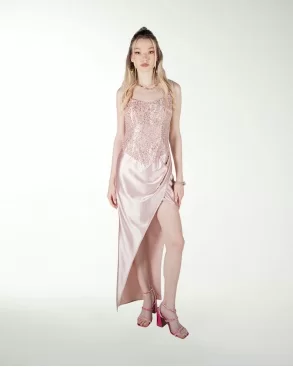 VESTIDO CL CORSET CON FALDA DRAPEADA