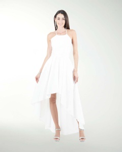 VESTIDO CL BLA HALTER LARGO A DESNIVEL
