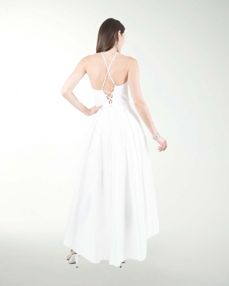 VESTIDO CL BLA HALTER LARGO A DESNIVEL